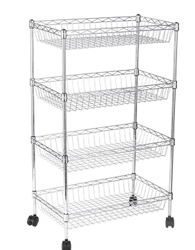 wire basket shelves with wheels